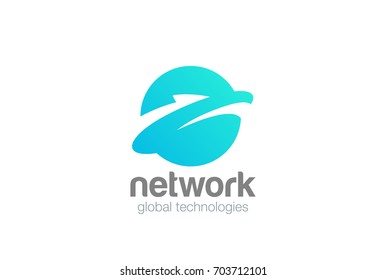 Global Data Planet Logo design vector template Negative space style.
World universe internet web storage technology Logotype concept icon.