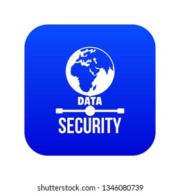 Global data security icon blue vector isolated on white background
