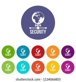 Global data security icons color set vector for any web design on white background