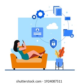 Global data security, personal data security, cyber data security online concept illustration, Internet security or information privacy - protection idea, software access data confidential, abstract