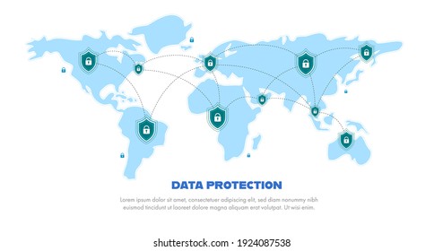 Global data security, personal data security, cyber data security online concept illustration, Internet security or information privacy - protection idea, software access data confidential, abstract