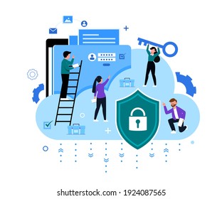 Global data security, personal data security, cyber data security online concept illustration, Internet security or information privacy - protection idea, software access data confidential, abstract