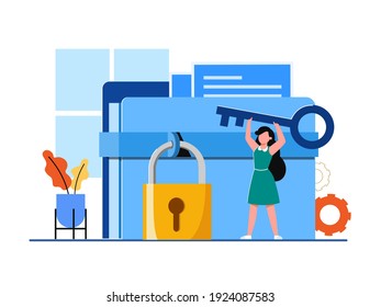 Global data security, personal data security, cyber data security online concept illustration, Internet security or information privacy - protection idea, software access data confidential, abstract