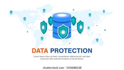 Global data security, personal data security, cyber data security online concept illustration, Internet security or information privacy - protection idea, software access data confidential, abstract