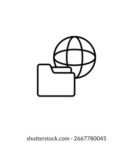 Global Data Storage Concept Featuring Folder And World Outline Icon