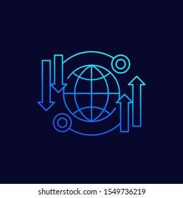 Global data transfer icon, linear