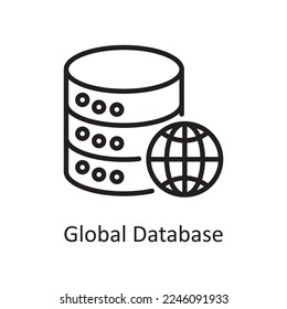 Ilustración Diseño de iconos de esquema de base de datos global. Símbolo de servicios web de hospedaje y servicios de nube en archivo EPS 10 de fondo blanco