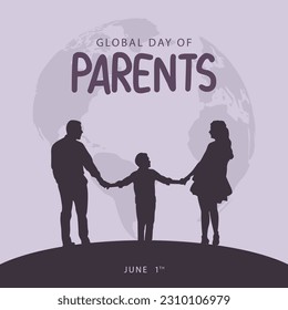 Global day of parents. Celebrated every year on the 1st of June. Suitable for templates, greeting cards, stickers etc