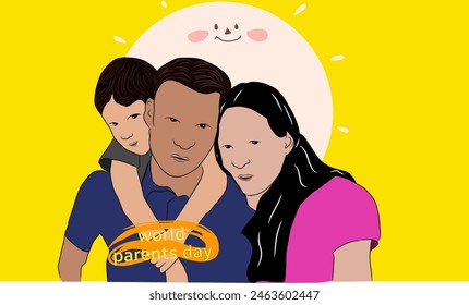 Global day of parents. Celebrated every year on the 1st of June. Suitable for templates, greeting cards, stickers etc