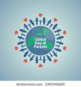 Global Day of Parents design template for celebration. global parents day vector design. parents or family illustration template. flat vetor design. globe vector.