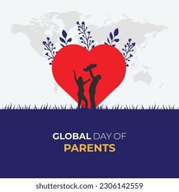 Global Day of Parents. global family day.  1st June. happy parents day. Template for background, banner, card, poster. vector illustration.
