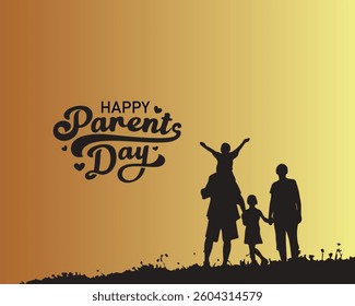 Global Day of Parents. Happy young family outdoors. Banner, poster, card, postcard, placard and background design.