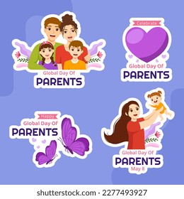 Global Day of Parents Label Flat Cartoon Hand Drawn Templates Background Illustration