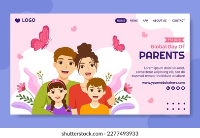 Global Day of Parents Social Media Landing Page Flat Cartoon Hand Drawn Template Background Illustration