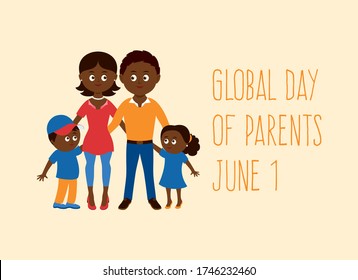Global Day of Parents vector. Daddy, mum and kids vector. 
