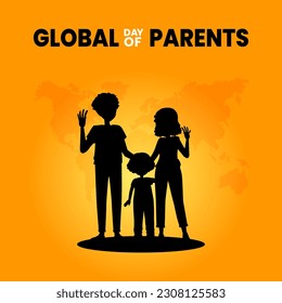 Global day of parents vector illustration with family silhouette. Suitable for Poster, Banners, campaign and greeting card.