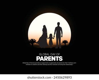 Global day of parents vector illustration. Suitable for Poster, Banners, campaign and greeting card. Global Parents day creative banner, poster, social media post etc. 