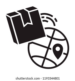 Global delivery box icon. Simple illustration of global delivery box vector icon for web design isolated on white background