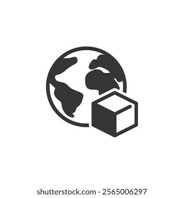 Global delivery flat glyph icon. Perfect pixel on transparent background