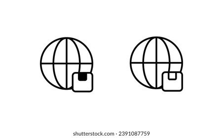 Diseño de icono de entrega global con ilustración de fondo blanco