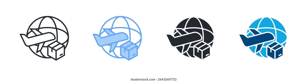 Global Delivery Icon Set Multiple Style. Design In Outline, Blue, Glyph, Dualtone