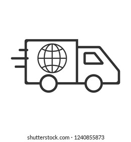 Global delivery icon. Vector illustration, flat design.