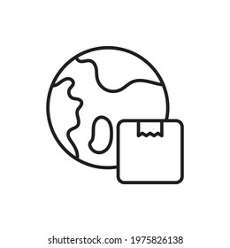 Global Delivery vector outline icon style illustration. EPS 10 File