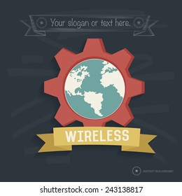 Global design on blackboard background,clean vector