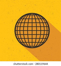 Global design on yellow background,retro yellow background,clean vector