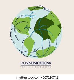 Global design over beige background, vector illustration