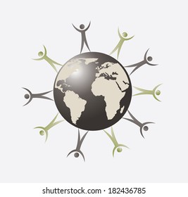 Global design over gray background, vector illustration