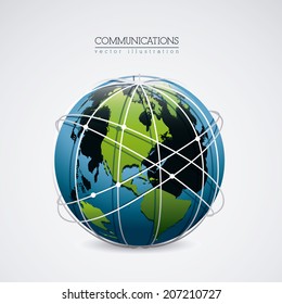 Global design over gray background, vector illustration