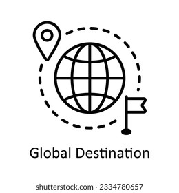 Global Destination Outline Icon Design illustration. Map and Navigation Symbol on White background EPS 10 File