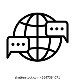 Global dialog icon outline set sign