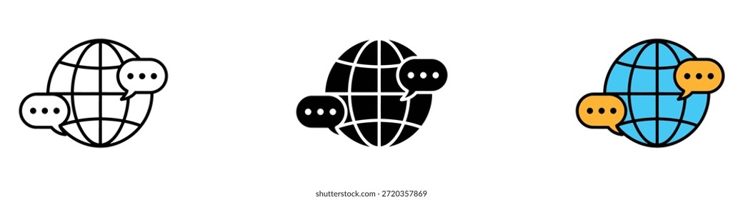 Global dialog icon vector. Global communication chat symbol. vector illustration.