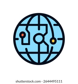 Design de esfera de circuito digital global. Ilustração de símbolo de ícone