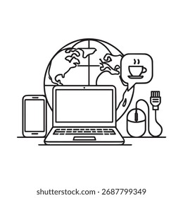 Global Digital Communication and Technology Icon