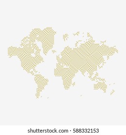 Global digital communications. Abstract world map flat vector illustration EPS 10