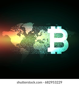 global digital currency bitcoin concept design