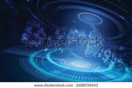 Global Digital Currency and Financial Technology Background. vector illustration