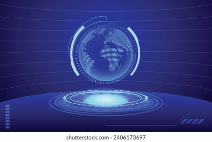 Global digital earth futuristic technology digital interface graphic elements
