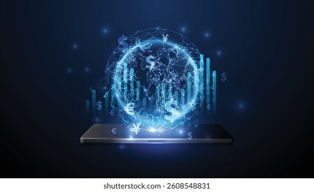 Global Digital Finance and Cryptocurrency Market Concept. vector illustration
