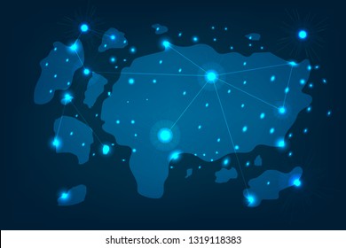 Global digital internet connection world.Connecting it together.The Marketing and communication blue concept vector.eps10