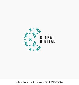 global digital logo design template. biotechnology logo business template. abstract digital data logo design illustration. 