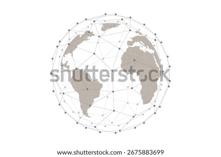 Global digital network connecting continents. This abstract illustration represents modern technology, business, and communication across the world.