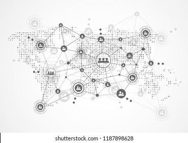 Global digital network connection. World map point and line composition concept of global business. Vector Illustration