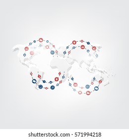Conexiones de red digital global, fondo tecnológico