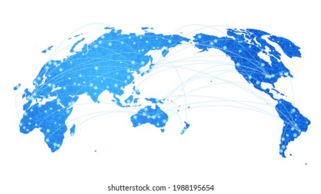 Global digital network image white background