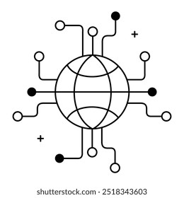 Design de ícones de vetor de tecnologia e redes digitais globais, sistemas globais, ícones tecnológicos, transformação digital, tecnologia global