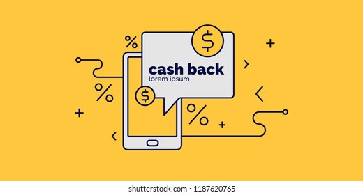 Global Digital technologies. Mobile payment for purchases and cash back. Vector illustration